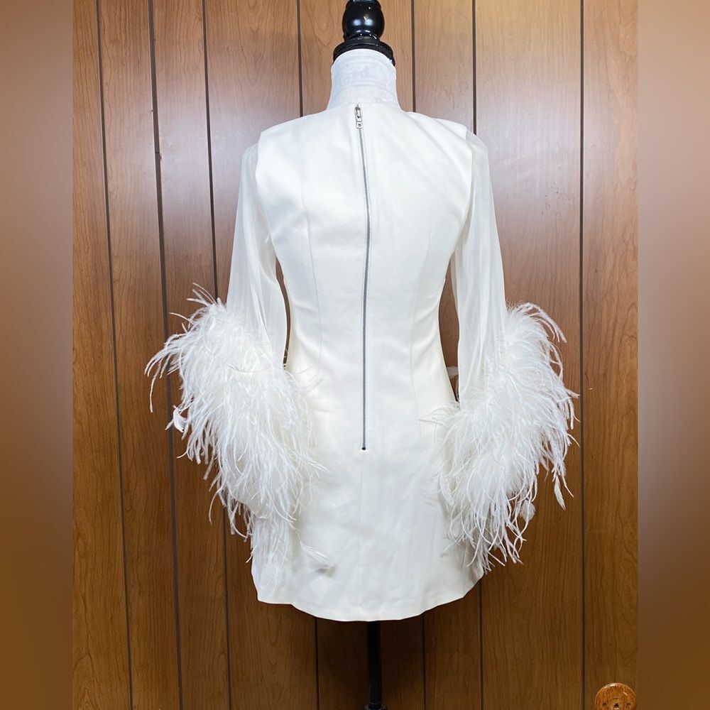 Alice + Olivia Izola Feather-Trim Minidress size 2 - Picture 8 of 12